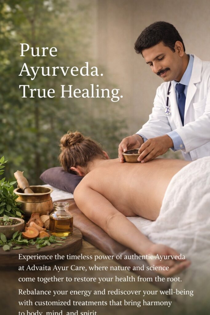Ayurvedic doctor performing oil massage therapy on patient for natural healing and relaxation